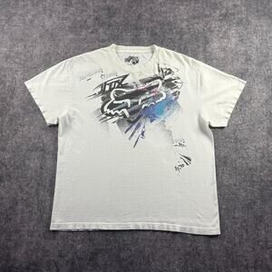 Fox Racing Fox Deluxe Y2K White Blue Purple Abstract Graphic Tee Men’s L
